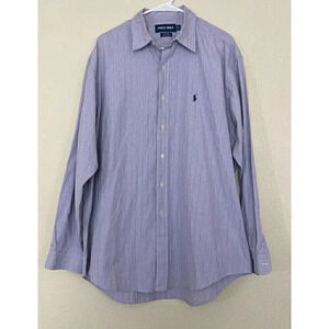 Polo Golf Ralph Lauren Mens Size L Long Sleeve Button Up Purple Lofting Cotton